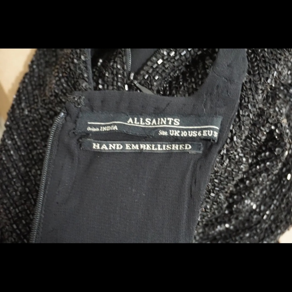 All Saints Women Hand Embellished Beaded Black Tank Top US 6 - Picture 10 of 10